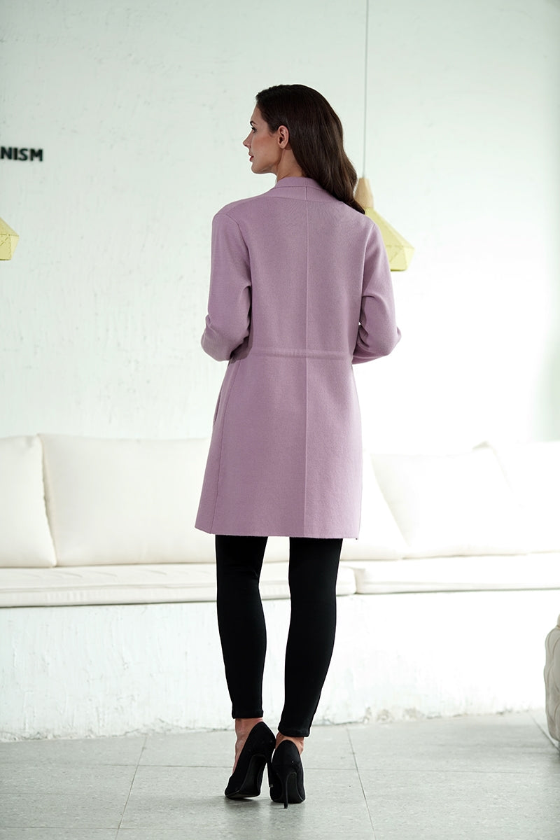 Long Sleeve Open Coat with Tie