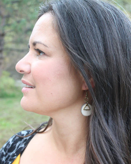 Triangle Raw Brass Wood Earrings