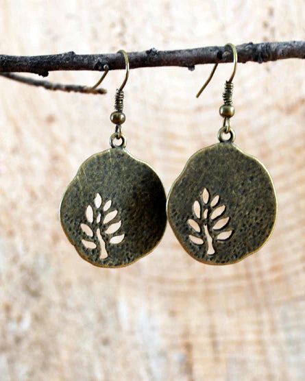 Tree Cutout Disc Earrings