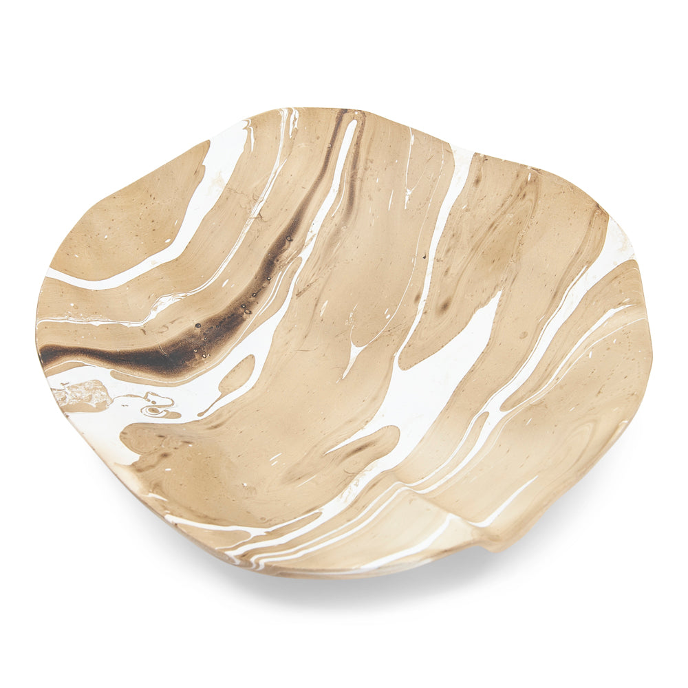 Bol à fruits fleur en bois de manguier - 12" (Latte)